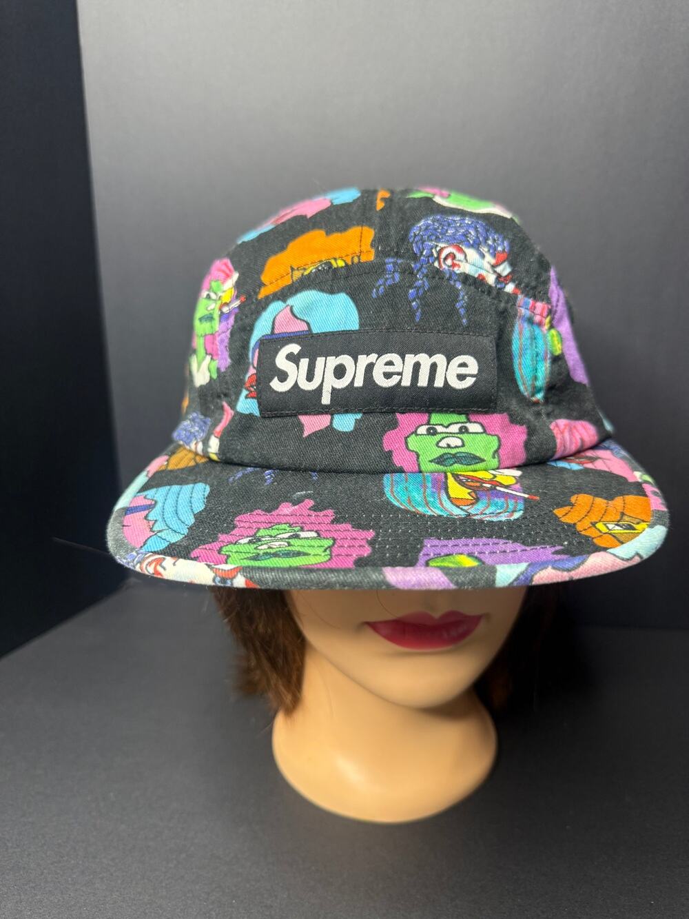 Supreme Gonz Heads Camp Cap Black FW17 Made in USA 5 Panel Hat  Gift